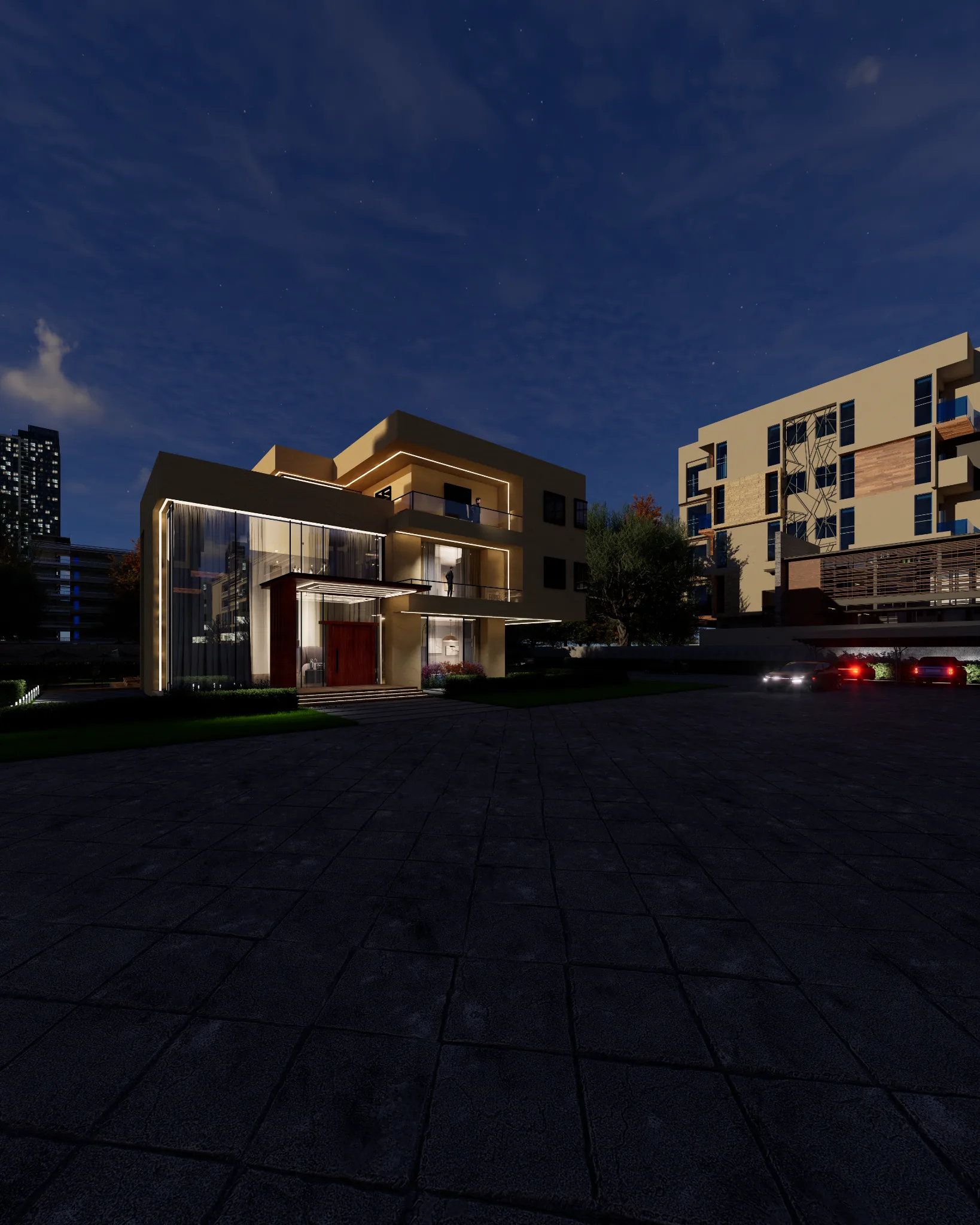 Nagakiba Night architectural visualization 01 by Graphkin