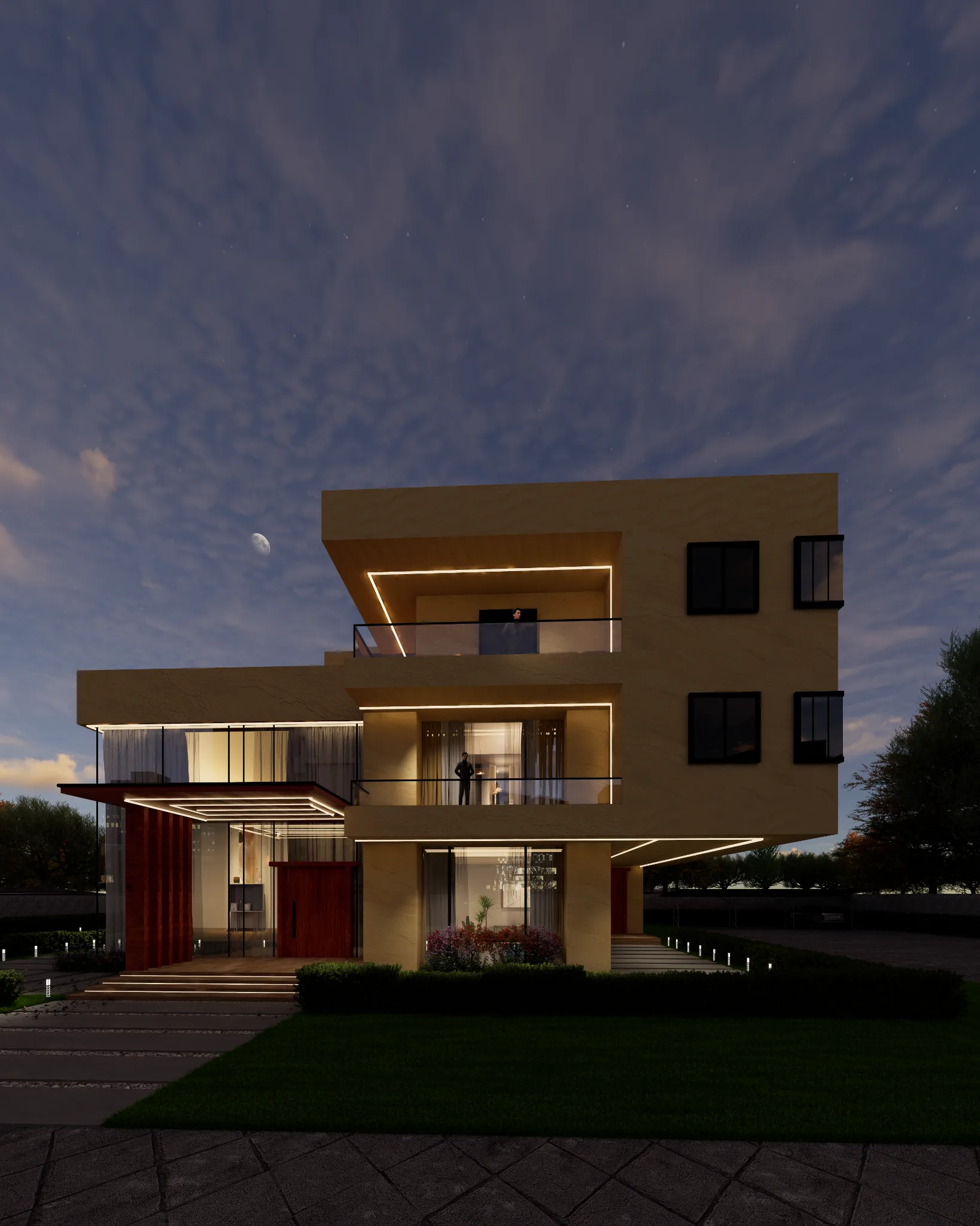 Nagakiba Night architectural visualization 02 by Graphkin