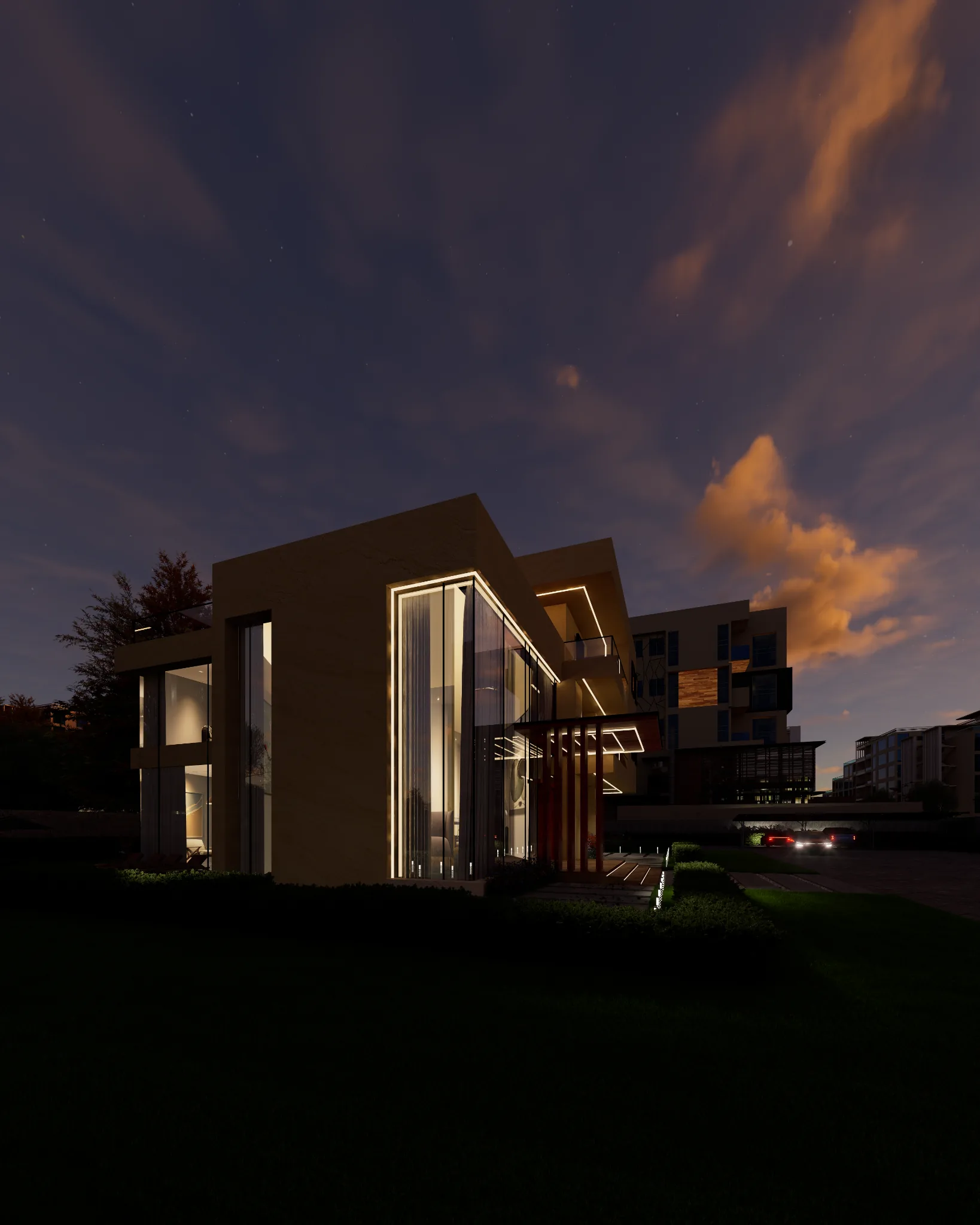Nagakiba Night architectural visualization 04 by Graphkin